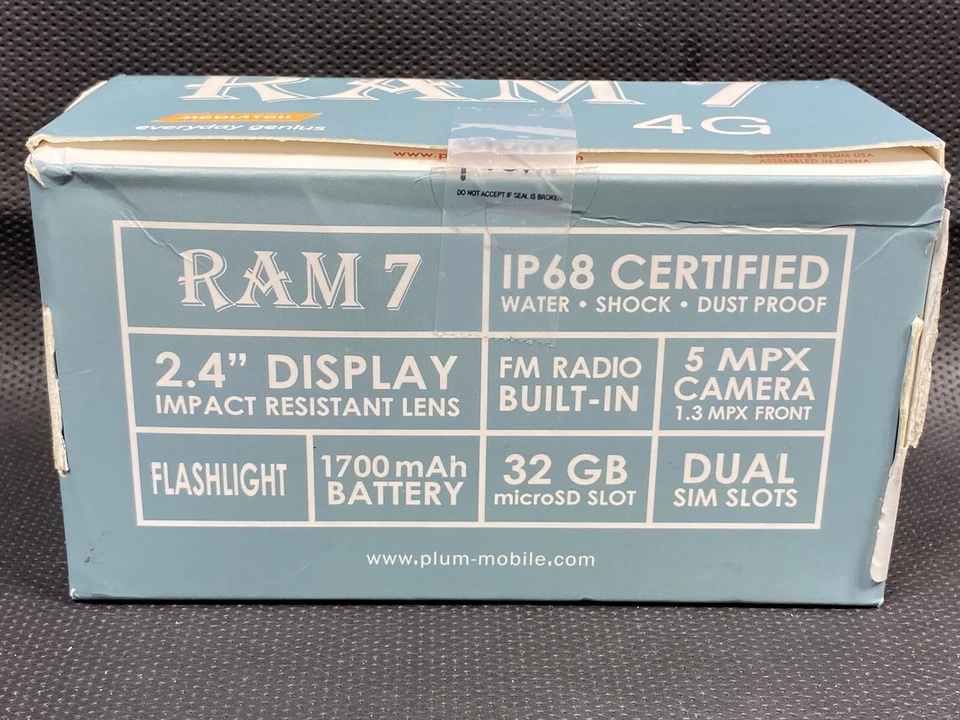 Plum Mobile Ram 7 4G IP68 Resistente Amortiguador de Agua Militar NO COMPATIBLE EN EE. UU. - LEER Foto 3 de 3