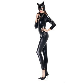 Women Lingerie Sexy Cosplay Catwoman Locomotive Suit Bodysuit Costume Halloween