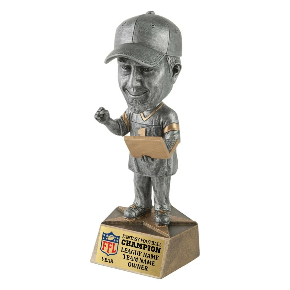 FANTASY FOOTBALL TROPHY FANATIC BOBBLEHEAD FREE LETTERING PBH-580 6" TALL #