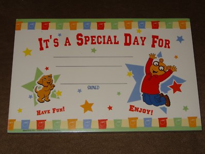 Arthur It's A Special Day For... Recognition Awards-36 Per Pkg.-Eureka-New