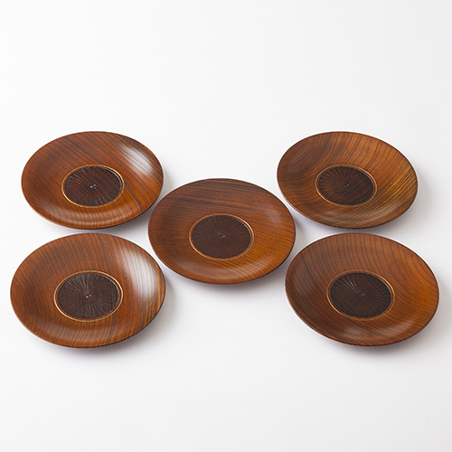 Oshima: Set di piattini da tè Urushi Chataku 5 pezzi - Giappone Lacquareware di Ishikawa - Foto 1 di 6