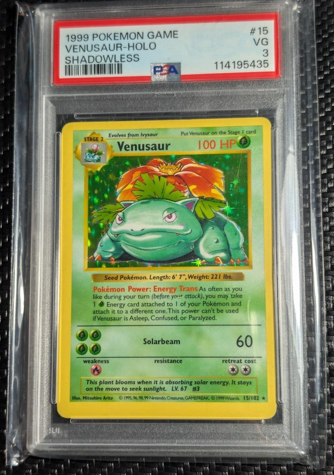 1999 Shadowless Venusaur #15 Holo Rare Base Set Pokemon Card PSA 3 VG - Image 2 of 3