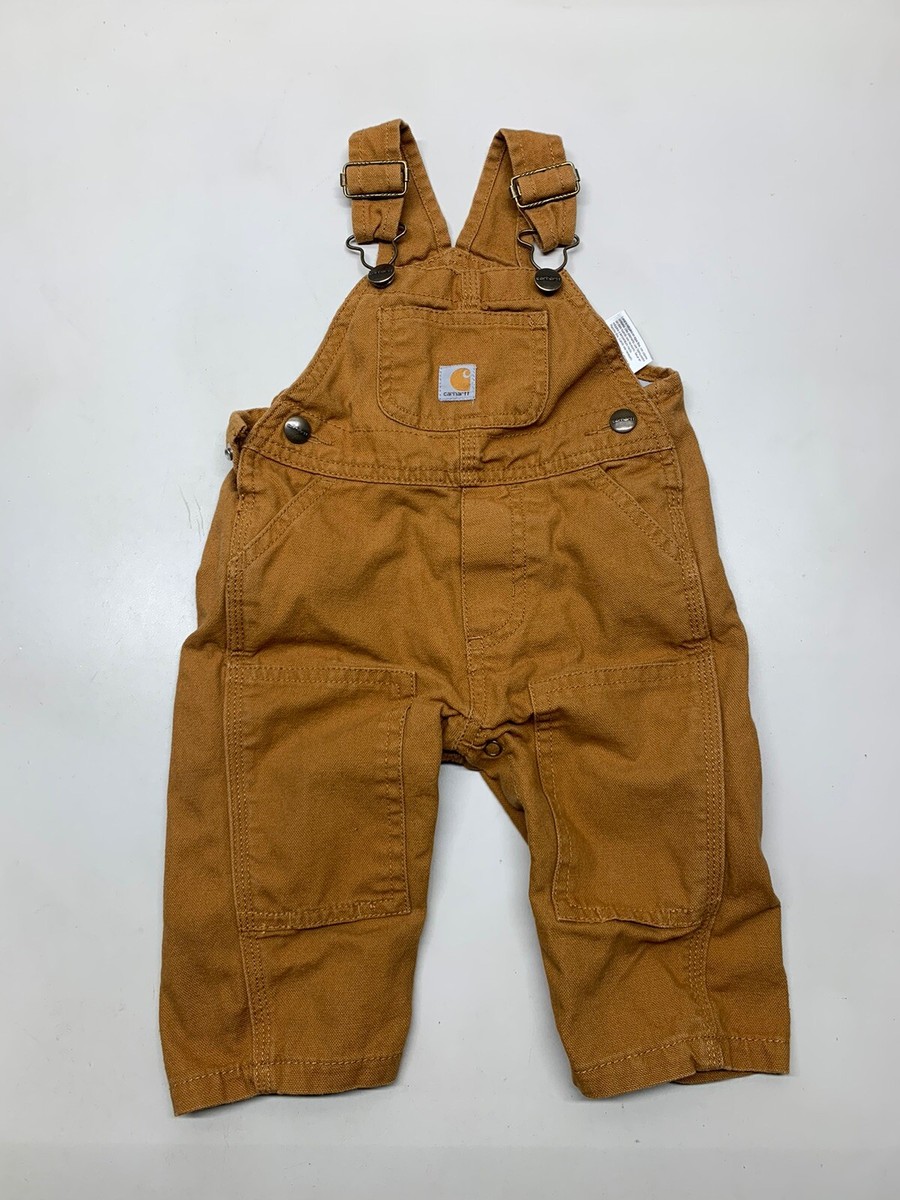 Carhartt Double Knee Overalls Brown Canvas Youth Kids Size 6m