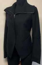 Black Cropped Blazer Jacket Tuxedo Wool Blend Funnel Neck by IMPROVD Size Medium