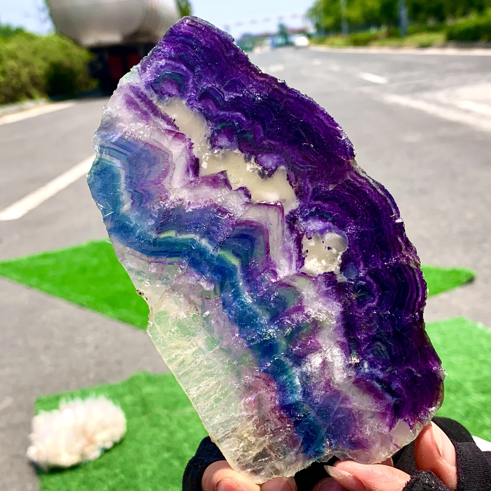 185G Natural Rainbow Fluorite Slab Crystal Mineral Specimen for Healing & Display