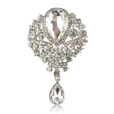Wedding Bridal Big Crystal Rhinestone Bouquet Brooch Pin for Women Crystal 