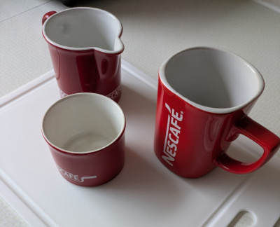 Vintage Kilncraft Nescafe Zuckerdose Milchkännchen und Becher gebraucht Top Zustand 