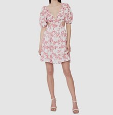 119 Bardot Women's Red Floral Sweetheart Cutout Eden Mini Dress Size 8