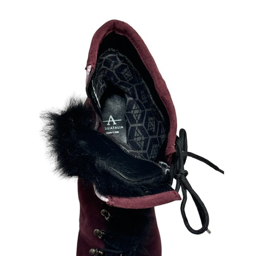 AQUATALIA Iriana Suede + Shearling Hiking Boots Burgundy Waterproof Sz 10.5 NEW - Picture 6 of 9