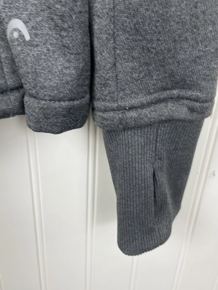 Head 女式摩托风格运动全拉链夹克 L 码拇指孔灰色 — 第 2/4 张图片