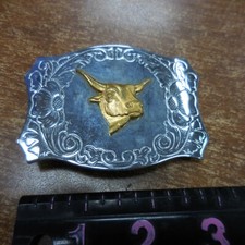 VINTAGE GOLD HEADED BULL BELT BUCKLE