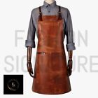 Apron Leather Bbq Butcher Brown Blacksmith Workwear Chef Cooking Men Woodworking