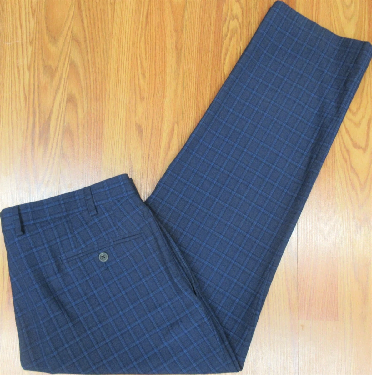 Navy windowpane cheap pants