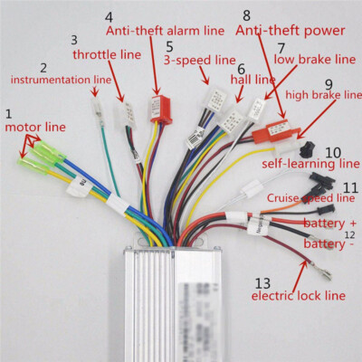 36//48V 350W E-bike Electric Bike Brushless DC Motor Speed Controller Dual-Mode