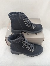 Size 8 Women's Crown Vintage Arctic 8193583 Black Block Heel Zip Up Ankle Boots