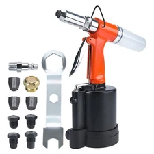 Air Rivet Tool Heavy Duty Pneumatic Hydraulic with 1/4" 3/16" 5/32" 1/8" Nose