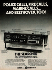 1975 Vintage Print Ad General Electric The Searcher GE's Tunable Scanning Radio