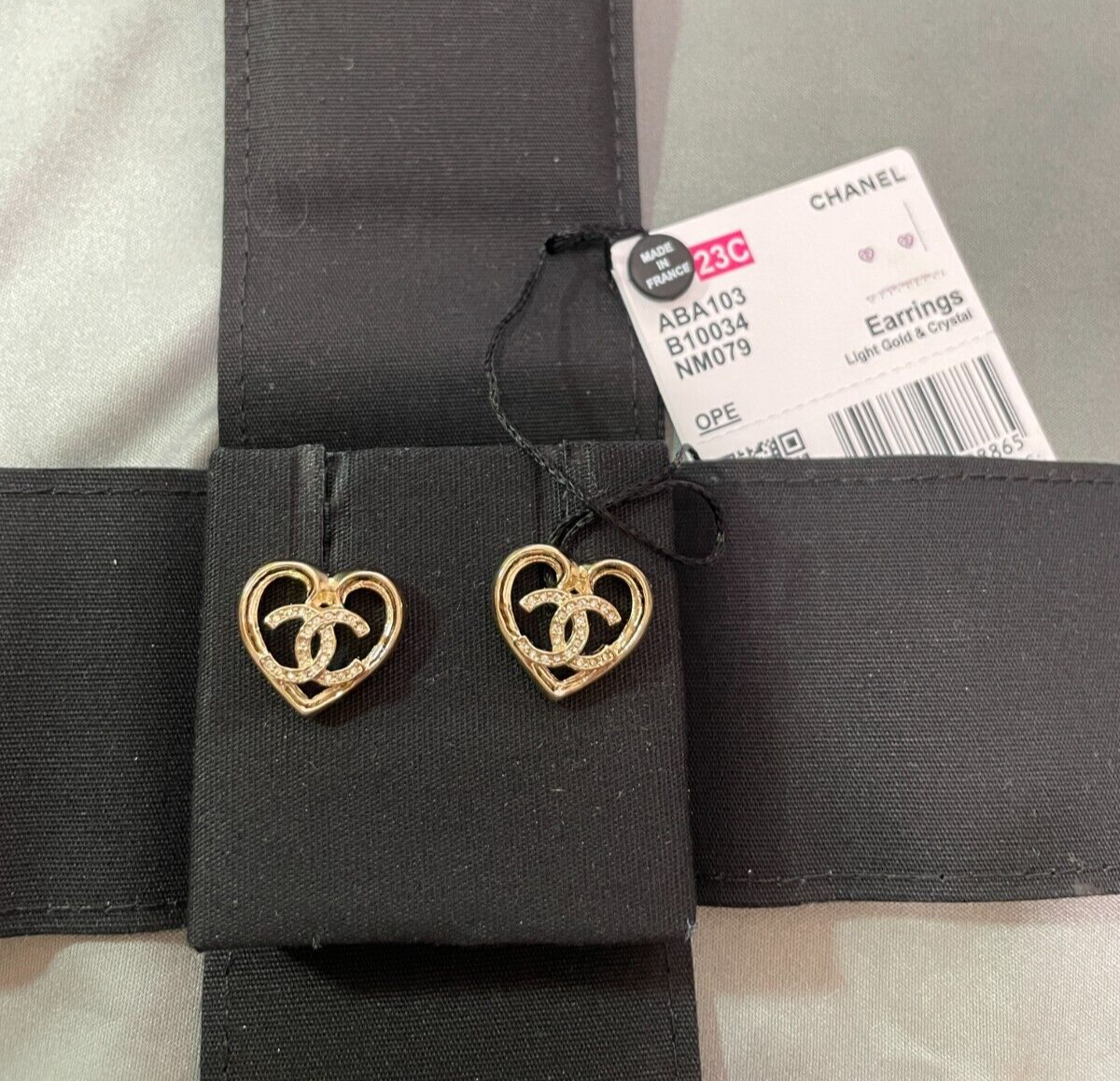 Chanel Crystal CC Logo Heart Stud Earrings ABA103 Light Gold/Crystal in  Metal - US