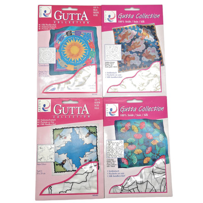 4x ARTY'S Gutta Collection Seidentuch Malerei Teddies 28x28cm 100% Seide NEU OVP
