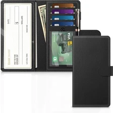 Checkbook Cover RFID Blocking Standard Register Duplicate Checks with Pen Holder
