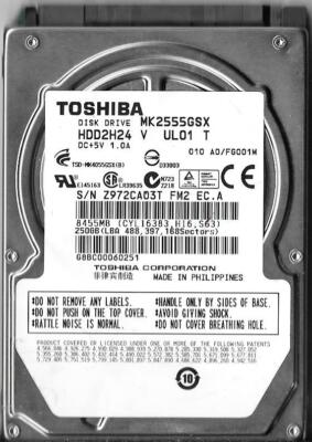 Toshiba MK2555GSX HDD2H24 V UL01 T 250GB Sata Hard Drive