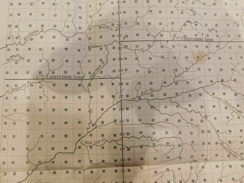 383 Indiana Map US Land Survey 20 x 11 Circa 1849 a Sketch of Public Survey - Image 2 of 4