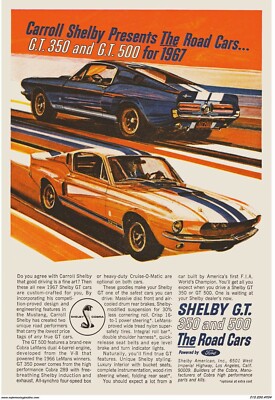 1967 mustang GT 350 and 500 24 X 36 INCH POSTER, classic, muscle car, mopar 