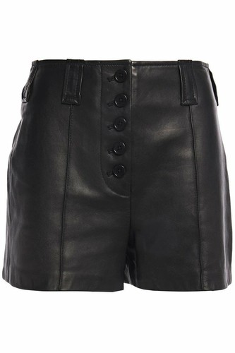Ladies Genuine Lambskin Leather Belted Shorts For Women - Casual summer shorts - Picture 2 of 4