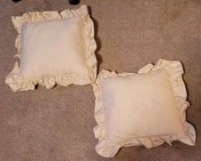 Set of 2 Ivory Square Ruffle Sofa Pillows Throw Pillow Bed Decoration Fancy Nice