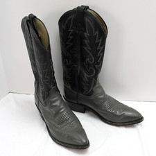 Vintage Men's Dan Post Cowboy Boots Sz 8.5 D Gray & Black Leather Western