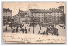 Postcard 1900 Posted Postplatz Dresden Germany Central Square Buildings Vintage