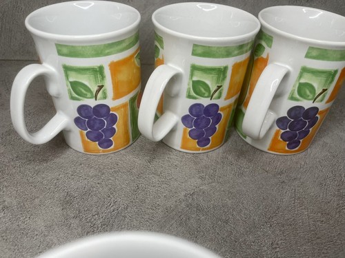 Vintage Rayware Mugs Fruit Design Set Of 5 Tea Or Coffee Cups Collectible - Picture 12 of 20