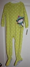 NWT CARTER'S TODDLER FOOTED PJ'S PAJAMAS LIME GREEN MONKEY CUTE  22