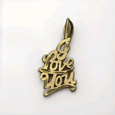 Michael Anthony signiert 14k Gelbgold ''I Love You'' Charm Anhänger Kursive Schrift