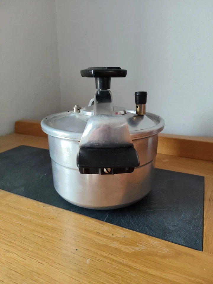👍 Vintage Petit Modèle Cocotte Minute SEB Aluminium Gaz 3,5L Du 01/1966. - Photo 2/4