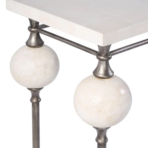 Butler Specialty Company Amadeo 48"W Rectangle Stone & Metal Console Table White - Picture 12 of 13