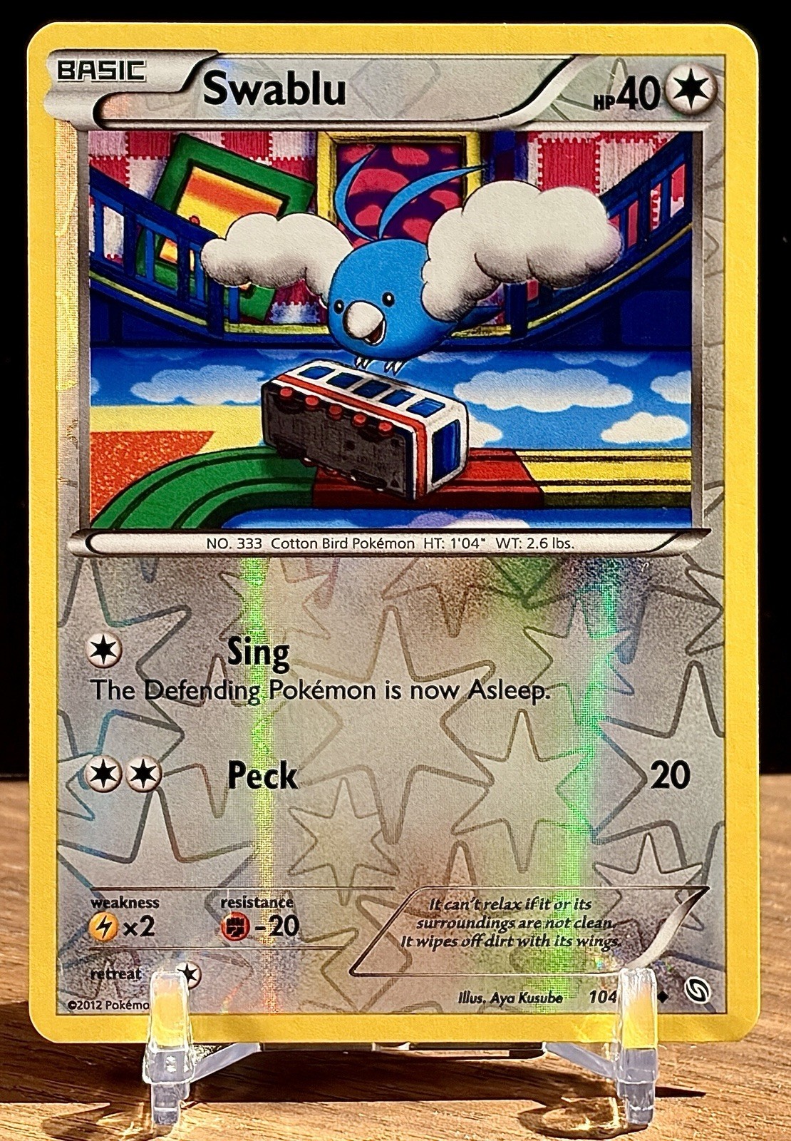NM- Swablu Pokémon Card | Reverse Holo Uncommon | B&W Dragons Exalted 104/124