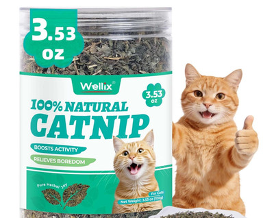 Wellix 3.53oz Fresh Catnip for Cats Natural Dried Leaves, exp 03/2028