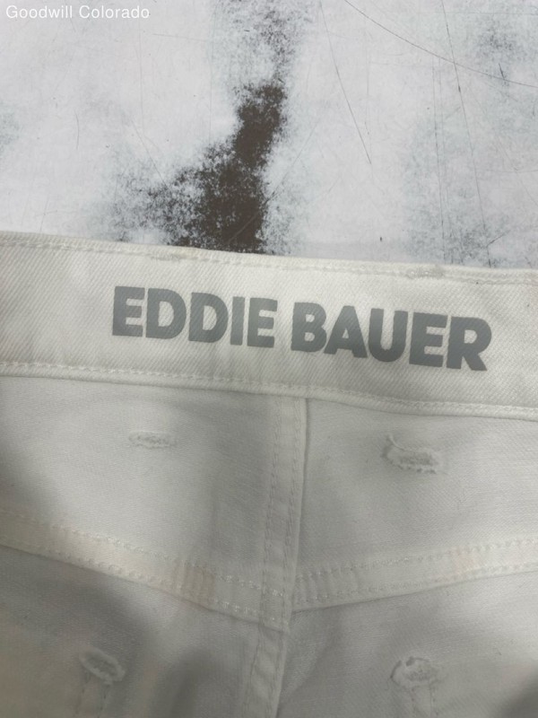 Eddie Bauer Womens Pants White Solid 5 Pocket Straight Leg Denim Size 14