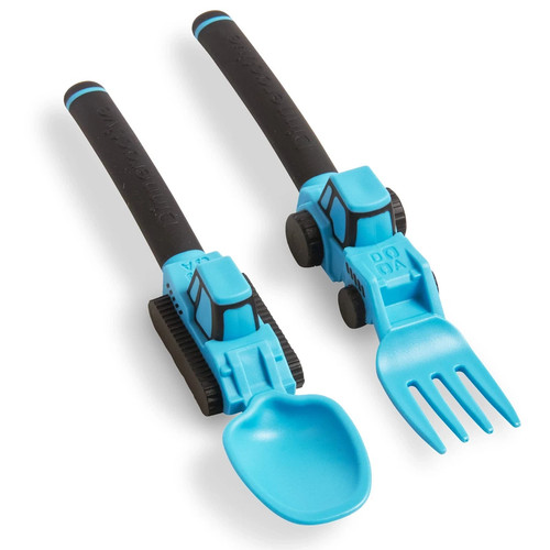 Dinneractive Dining Set For Kids 3 PC Construction Themed Dinnerware Blue NEW - Afbeelding 7 van 11