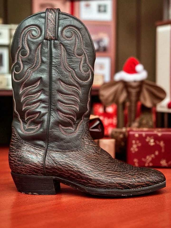 Botas de caubói Hondo 11D couro africano exótico marrom ponto chama El Paso - Imagem 3 de 4