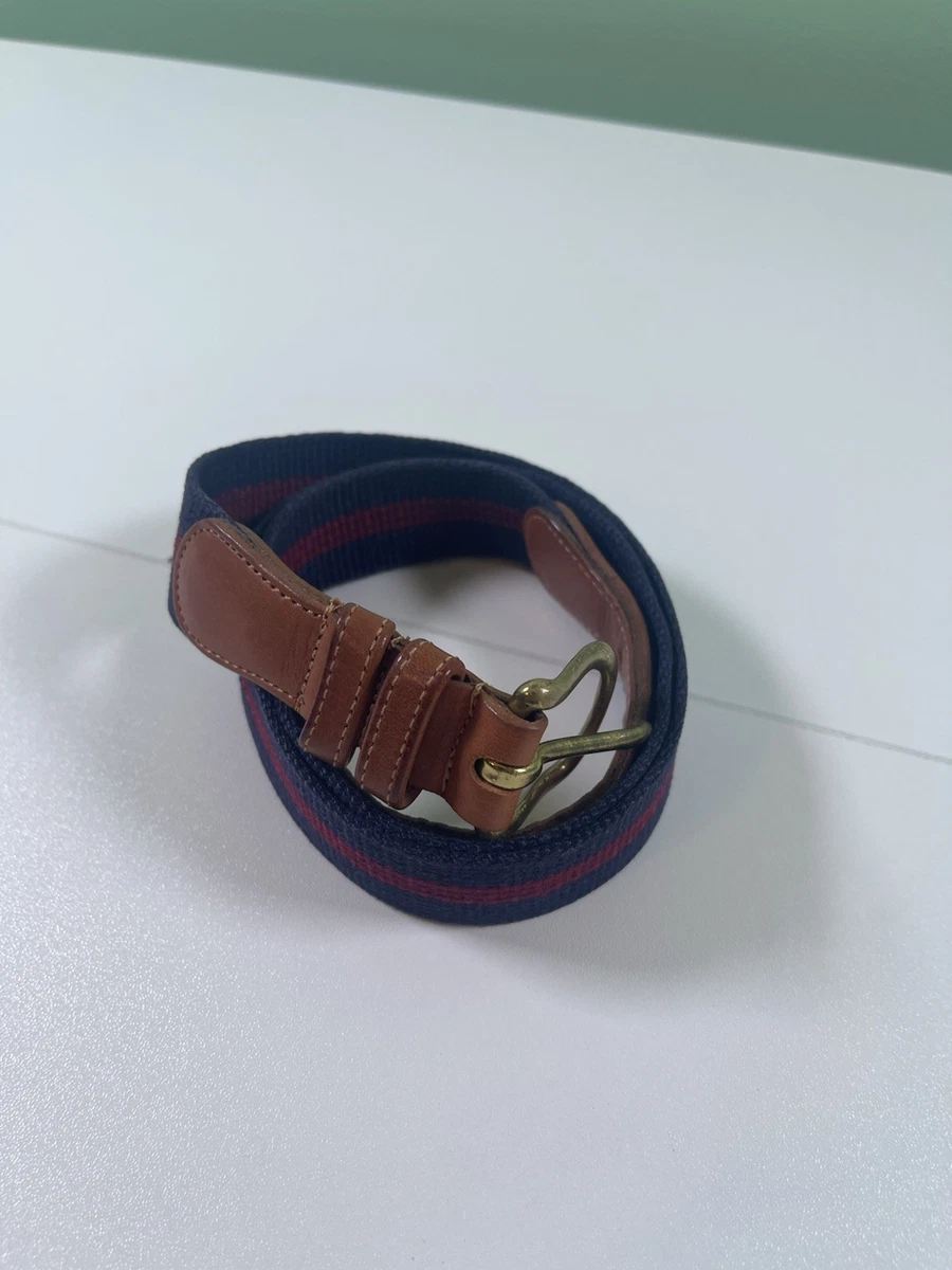 Coach Vintage brown navy blue Twill & Brown Leather Belt 36\