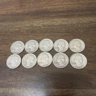 Lot of Ten (10) Washington 90% Silver Quarters All From The 1950’s Nice