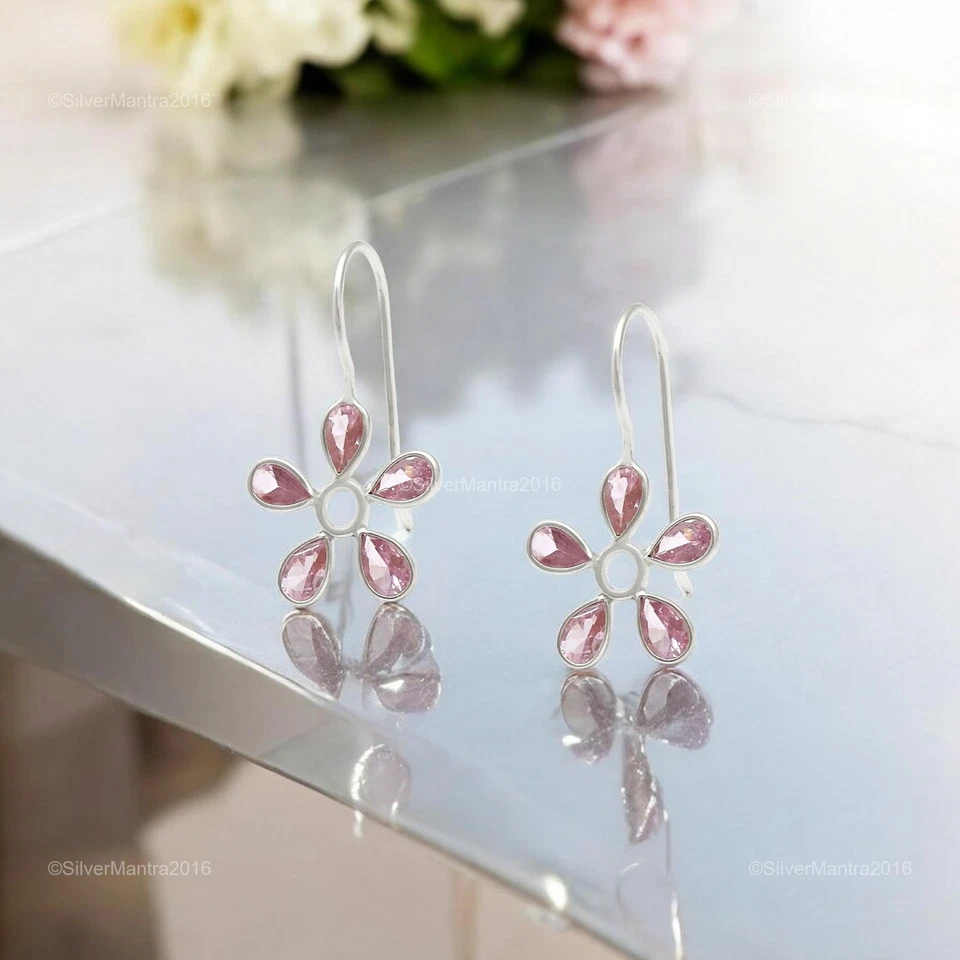 Orecchini Pendenti In Argento 925 Con Gemma In Zirconio Cubico Regalo Di Natale - Immagine 4 di 4