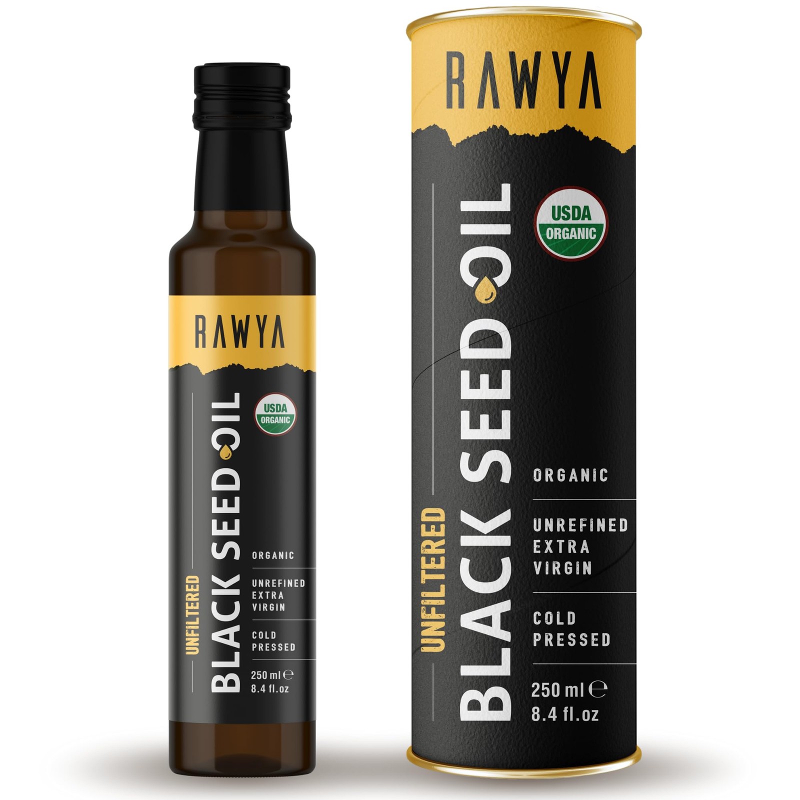 RAWYA Organic Black Seed Oil – 250ml, Unfiltered, Pure and 250 ml (Pack of 1)