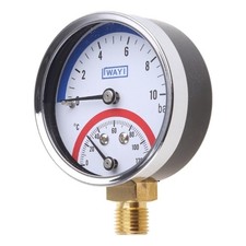 Floor Heating Pressure Gauge and Thermometer 2in1 0 to 10 Bar Temperature