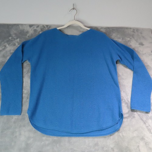 VINCE Pullover Damen mittelblau 100% Kaschmir Rundhals Pulli weicher Strick - Bild 1 von 8