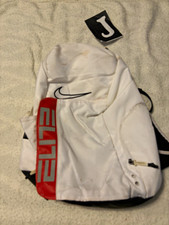 Nike Elite 26L Backpack White/Black/Red Polyester Zip, 5 Pockets BA6164