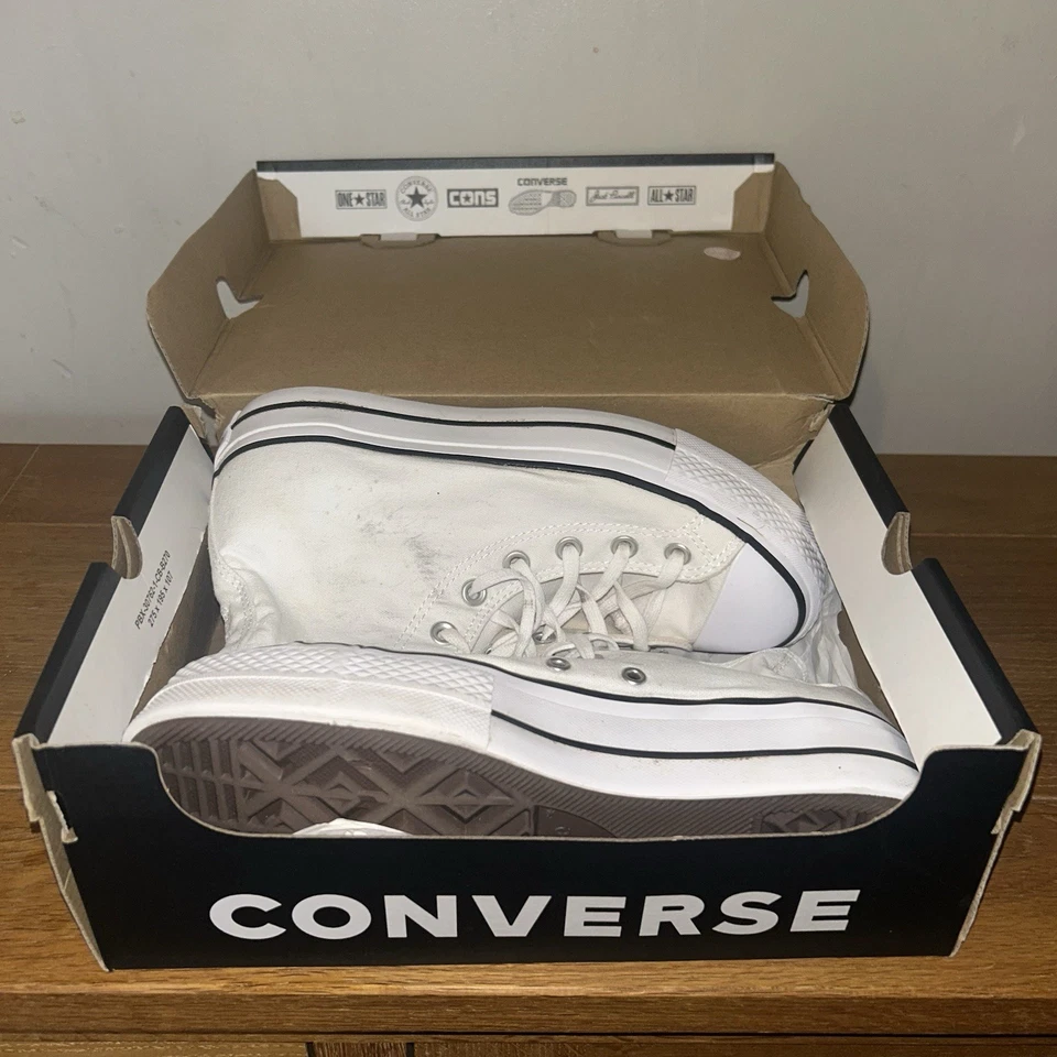 White Converse Hi-Toos Size 5 Thick Soles/Lift Platforms - Image 2 of 4