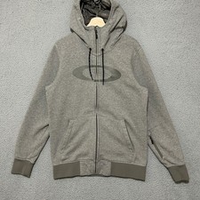 Oakley Hoodie Men  s Medium Gray Full Zip Fleece Pockets Logo